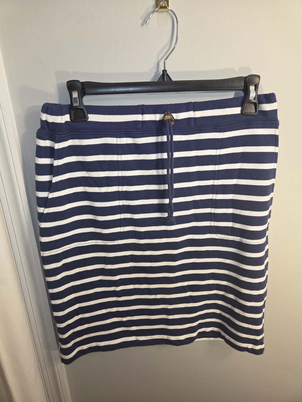 Vineyard Vines Navy and White Striped Midi Drawstring Skirt